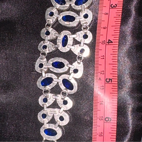 Sophisticated London Blue Topaz multi-gem cluster statement cuff Bracelet - Picture 7 of 12